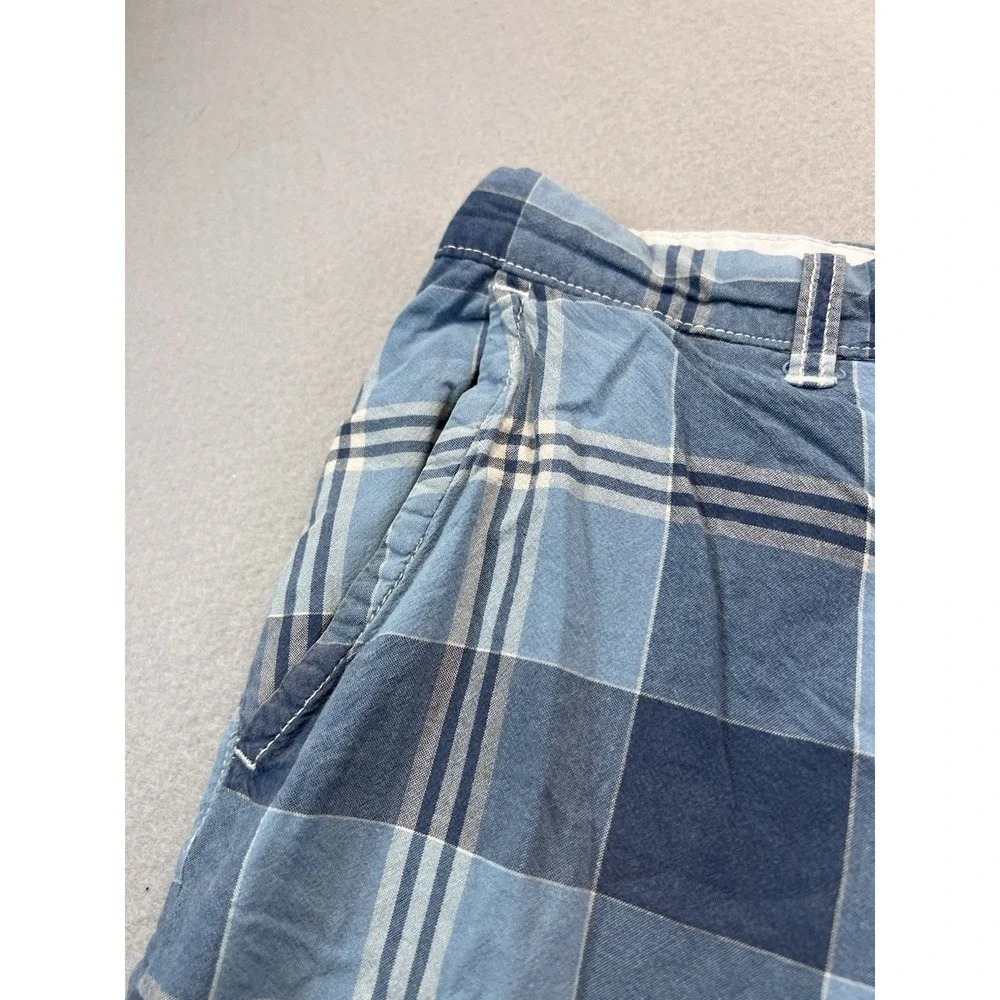 Gap Shorts Plaid Flat Front Cotton Bermuda 10" Long Chino Mens 38 Mixed Blue - Picture 3 of 8